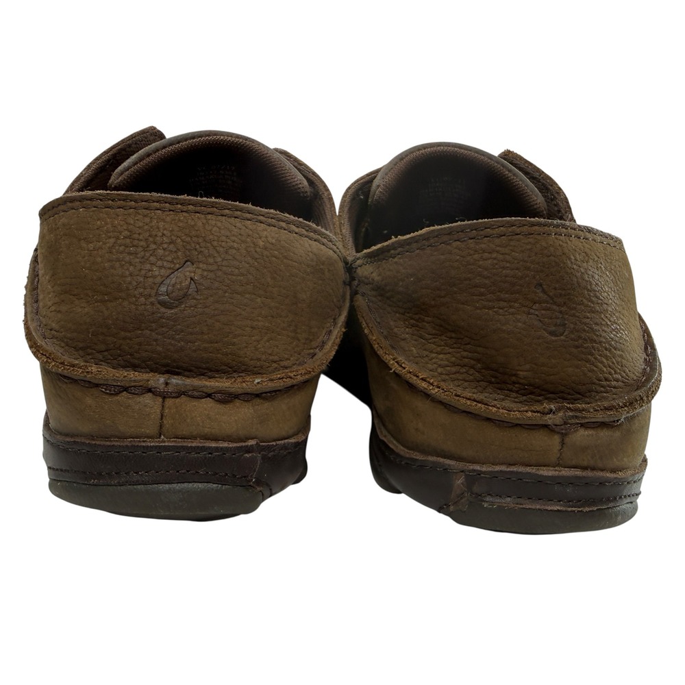 OluKai Hamakua Poko Lace Up‎ Shoes Men 10 Convertible Slip On Heel Brown Leather - Picture 6 of 12